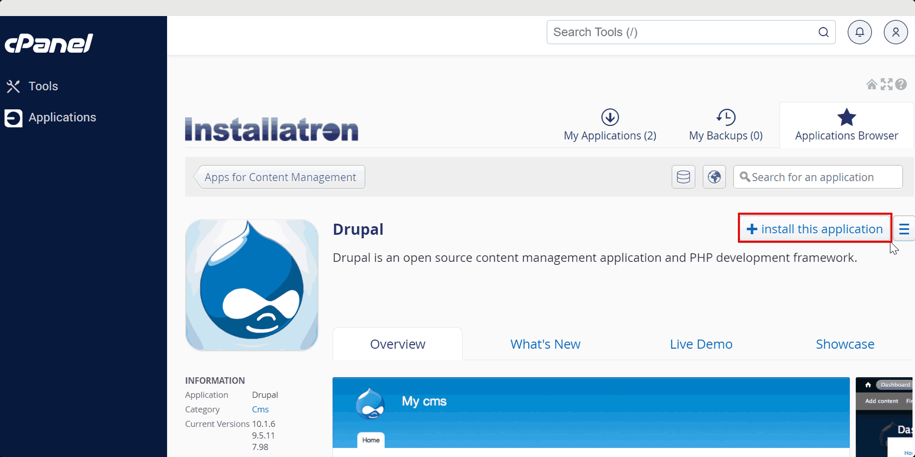 Drupal Hosting - One-Click Drupal Installs