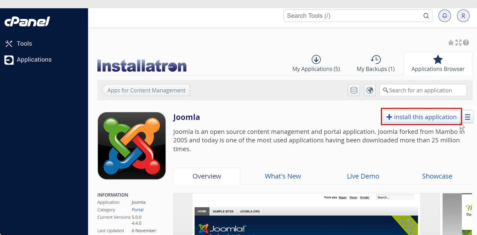 Joomla Hosting - One-Click Joomla Installs